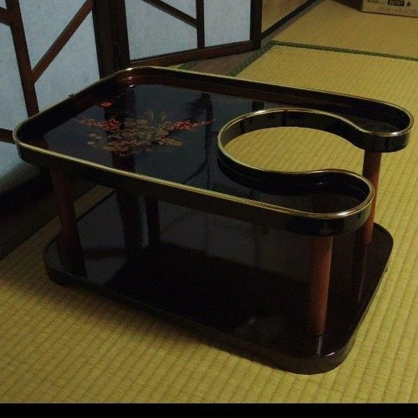●即購入不可●昭和レトロなお座敷ポット台 紀山画人 二段ラック プラスチック?