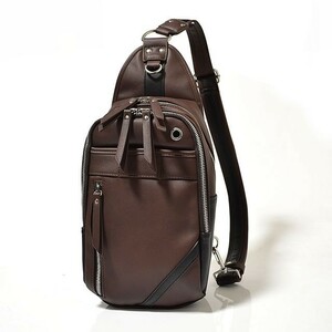  new goods body bag body bag men's fake leather one shoulder bag diagonal .. shoulder bag Brown × black unused 