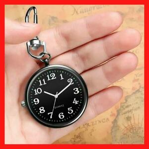  new goods unused clock pocket watch key holder simple black 106