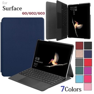 Surface Go/Go2/Go3通用PUレザー スマートケース スタンド スマートキーボード装着対応 マグネットペンシル対応 黒