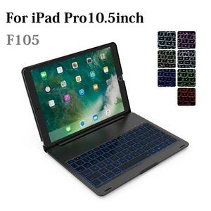 F105 iPad Pro10.5インチ/Air3用Bluetooth ワイヤレス キーボード ハードケース ノートブックタイプ 7カラーバックライト付 金