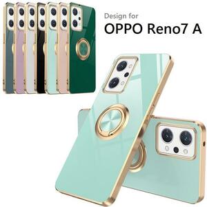 Oppo Reno7 A/Reno9 A通用 TPU 6D リング付き バックカバー 宝石柄 ソフトケース衝撃吸収 落下防止 スタンド電気メッキ 黒