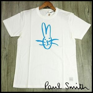 新品 即決 ポールスミスＴシャツ ラビット(うさぎ) プリント M 白 半袖カットソー クルーネック Paul Smith メンズ 【9615】