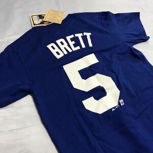未使用MLB カンザスシティ ロイヤルズ 永久欠番 5 ジョージブレット メジャーリーグ殿堂入り 半袖Tシャツ メンズ Sサイズ ブルー
