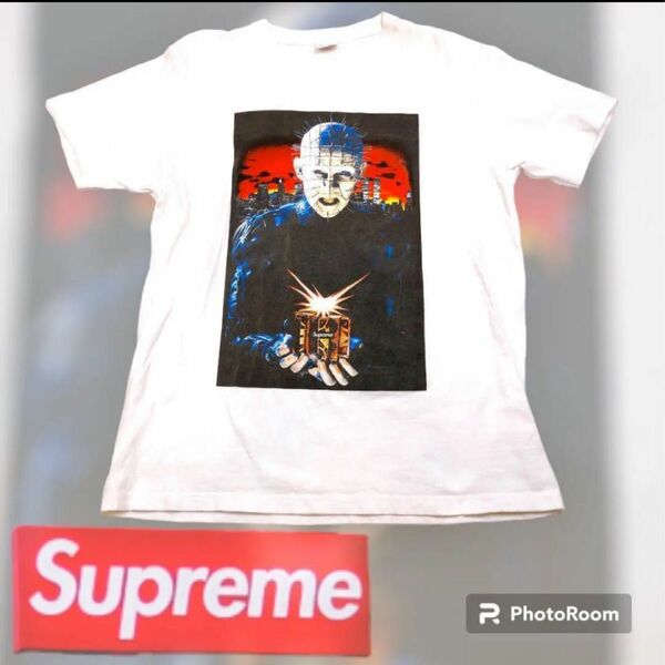 希少品 シュプリーム USA製 Tシャツ ヘルレイザー コラボ M 半袖 Supreme HELL メンズTシャツ WHITE