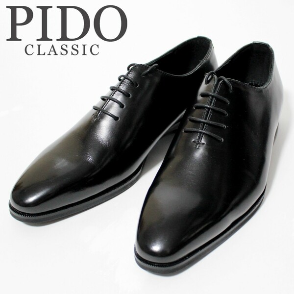 新品 PIDO ピドクラシック 日本製 内羽根 ベンチメイド プレーントゥ ビジネスシューズ 革靴 24.5cm 黒　Ｋ2449