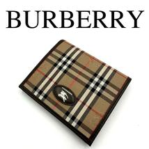 BURBERRY バーバリー 折り財布 ノバチェック シャドーホース がま口_画像1