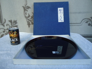 Art hand Auction Lacquerware tray, hand-painted maki-e, purple orchid, third generation Sobei, unused, with box, inspected, crafts, lacquerware, tableware, arts and crafts, Craft, Lacquer art, Obon