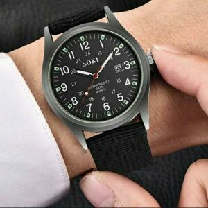 新品 未使用 メンズ 腕時計 アナログ カレンダー カジュアル 黒　ブラック　時計　■本体直径:4cm ■本体厚み0.8cm ■バンド長さ:24.5cm