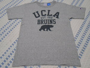 限定！USA製！チャンピオン　T1011　Tシャツ　UCLA　BRUINS　4段　染み込みプリント　グレー　M　マスコット　アメリカ製　YALE