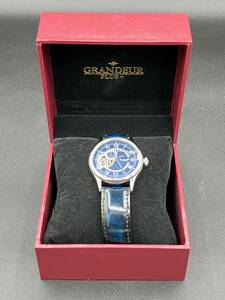 美品 GRANDEUR PLUS+ GRP013 グランドールプラス 腕時計 自動巻き アドバンテックレザー　ブルー メンズ ウォッチ 日本製 時計