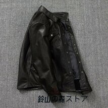 希少新品！レザージャケット メンズ 　バイクジャケット　高級　羊革　本革　立ち襟　秋冬　革ジャン S～4XL_画像2