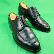 即決 CROCKETT&JONES 約27cm KENSINGTON Vチップ レザー ブラック 外羽 クロケット&ジョーンズ ケンジストン メンズ ビジネス_画像3