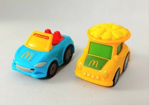 送料220円～☆人気!マクドナルド ハッピーセット ミールトイ TOMY 車のチョロQ「スポーツカーQ スイートコーンQ」プルバックカー 2種セット