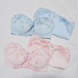 未使用 E80L 薔薇刺繍ブラ&ショーツ2セット 産前授乳 ワンタッチオープン マタニティ