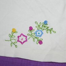 Last ベネトン 82cm 綿100% ハンド刺繍 お花の長袖Ｔシャツ オフホワイト インポート 送料140円可_画像3