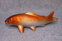 金属工芸●●鯉　置物　24cm●赤鯉　コイ　鉄製　iron red Carp_画像4