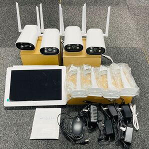 【Srihome最新】ワイヤレス防犯カメラ4台セット 10.1インチLCDモニター暗視撮影 H.265+映像圧縮技術