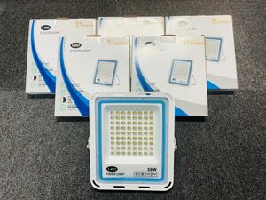 極薄型 LED投光器 50W 5個セット 広角120° 昼光色6000K 5500LM IP67 作業灯 駐車場灯 防水 屋外