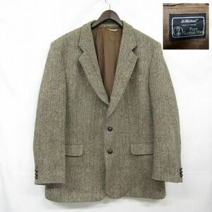 イギリス製 サイズ M Harris Tweed ツイード ウール テーラード ジャケット ブレザー ハリスツイード ブラウン系 3S0208