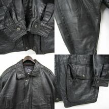 本革 サイズ 3XL vintage レザー ジャケット 革ジャン ブルゾン ブラック 裏地 キルティング 古着 ビンテージ 3S0309_画像4