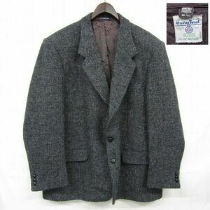 カナダ製 サイズ 46REG Harris Tweed ツイード ウール テーラード ジャケット ブレザー ハリスツイード グレー 古着 ビンテージ 3S0411