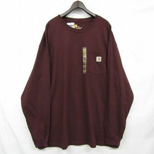 サイズ 2XL carhartt ロング スリーブ Tシャツ 長袖 バーガンディ カーハート 古着 ビンテージ 3S0808