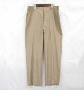 70s~ USA made size W36 degree Creightonno- tuck poly- slacks pants tiger u The - thin khaki k Ray ton old clothes Vintage 3S0708