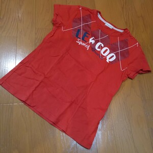 le coq sportif　ルコックスポルティフ　半袖Ｔシャツ　プリントＴシャツ　赤　レディスサイズＬ チビＴシャツ カットソー レッド 中古品　