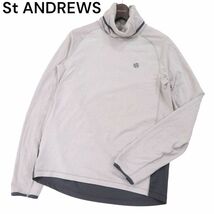 St ANDREWS セントアンドリュース 秋冬 バック ロゴ★ 長袖 ハイネック シャツ Sz.L　メンズ グレー ゴルフ　I3T01189_9#E_画像2