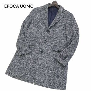 EPOCA UOMO Epoca womo осень-зима ворсистый a-ga il рисунок * шерсть твид Пальто Честерфилд Sz.46 мужской темно-синий I3T01203_9#N