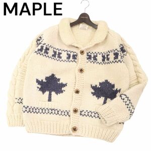 カナダ製★ MAPLE メープル 秋冬 ハンドニット★ ウール ローゲージ カウチン ニット ジャケット Sz.F　メンズ　I3T01232_9#N