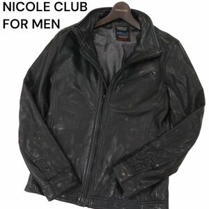 NICOLE CLUB FOR MEN ニコルクラブ フォーメン 山羊革★ ゴート レザー シングル ライダース ジャケット Sz.46　メンズ 黒　I3T01250_9#N