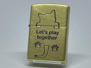 送料無料 ZIPPO[ジッポー]キャットシリーズ 真鍮メッキ 2UDBI-CAT