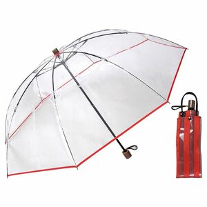 ホワイトローズ 折りたたみ 傘 アメマチ あめまち レッド　58cm ビニール 風に強い 視界良好　台風対策　新品　未使用