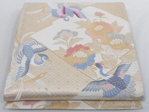 平和屋-こころ店■六通柄袋帯　唐織　古典花鳥文　本金九百錦　正絹　逸品　A-az5592