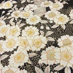 平和屋1■希少 振袖 単衣 駒刺繍 枝桜 黒地 金彩 逸品3s20293の画像3