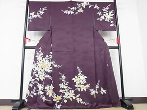  flat peace shop - here . shop # finest quality establishment 460 year * thousand . visit wear branch flower writing purple . color metal . dress length 168cm sleeve length 69cm silk excellent article unused 3kk2785