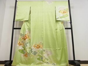 平和屋2■訪問着　駒刺繍　吉祥檜扇花文　暈し染め　金彩　西武百貨店扱い　逸品　sa3361