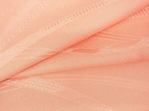 平和屋-こころ店■上質な色無地　芝地紋　珊瑚色　着丈161.5cm　裄丈65cm　正絹　逸品　A-wj5147