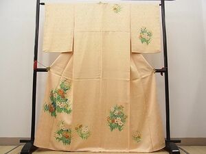 平和屋野田店■訪問着　刺繍　秋草文　金彩　逸品　n-pk3087