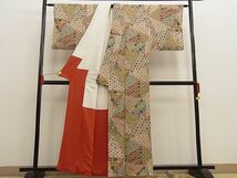 平和屋野田店■上質な小紋　吉祥切嵌文様　鬼しぼ縮緬　逸品　n-ne2087_画像3