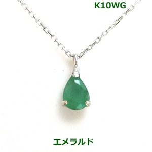 【送料無料】K10WG天然エメラルドプチネックレス■783313-159