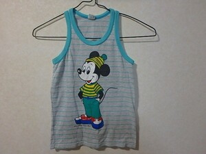 (n000u) с дефектом Mickey retro 120 размер безрукавка Disney ребенок одежда майка бег Mickey Mouse 