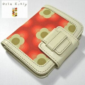 新品 Orla Kiely オーラカイリー ポリ 本牛革レザー 二つ折り 財布 23 レディース 女性 婦人用 正規品