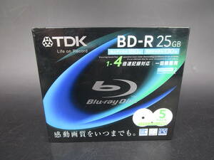 即決　TDK BD-R 録画用 ブルーレイディスク Blu-ray 25GB 5枚 180分 倍速記録 BRV25PWB5S　未使用　送料600円（GERW