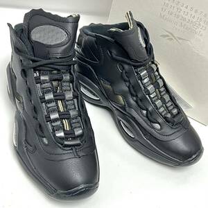 25cm 新品 メゾンマルジェラ クエスチョン ミッド コラボ スニーカー 黒 再構築 リーボック ブラック Question Mid メモリー Reebok