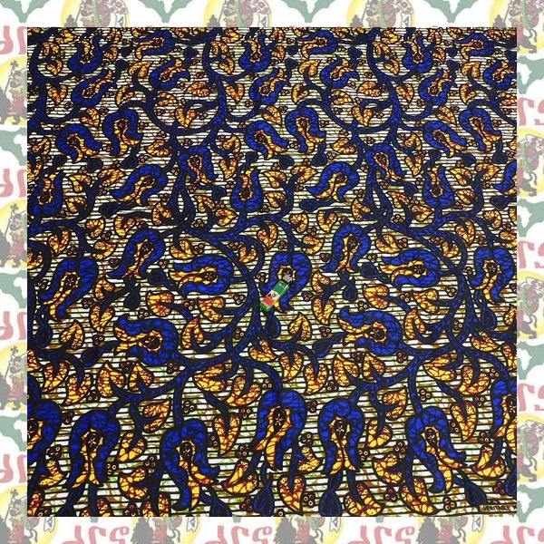 【SALE/180cm x 110cm/2ヤード】アフリカンプリント生地 barg-o83 アフリカ布 アフリカ生地 ゴールドプリント アンカラ キテンゲ パーニュ