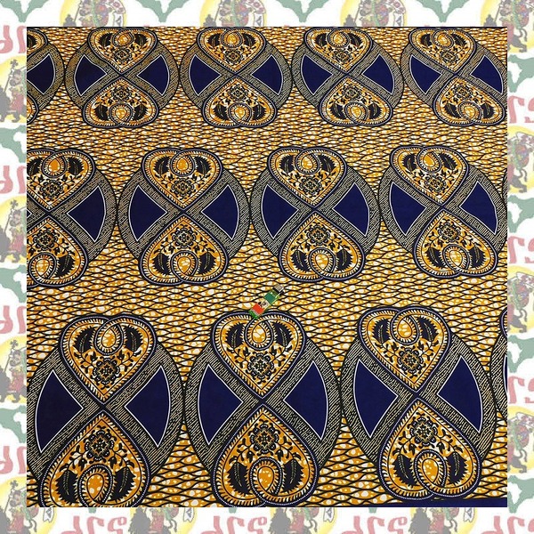 【SALE/270cm x 110cm/3ヤード】アフリカンプリント生地 barg-o84 アフリカ布 アフリカ生地 ゴールドプリント アンカラ キテンゲ パーニュ