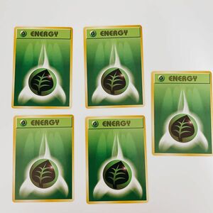 【旧裏】5枚　エネルギーカード　草　ポケモンカード　基本　まとめ売り　ポケカ